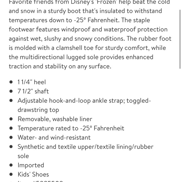 x Disney Flurry Weather Resistant Snow Boot SOREL Big Kid size 5 - Picture 11 of 11